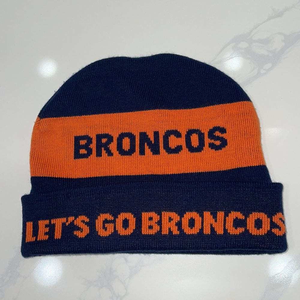 REEBOK Denver Bronkos Beanie Cap Blue/Orange Size Pre-owned Xlnt Cond